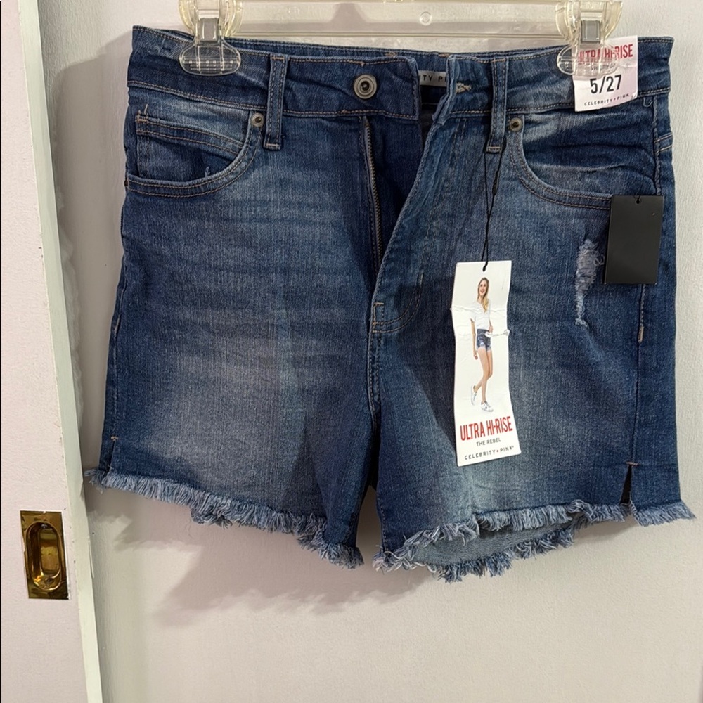 Ultra High-Rise Distressed Denim Shorts